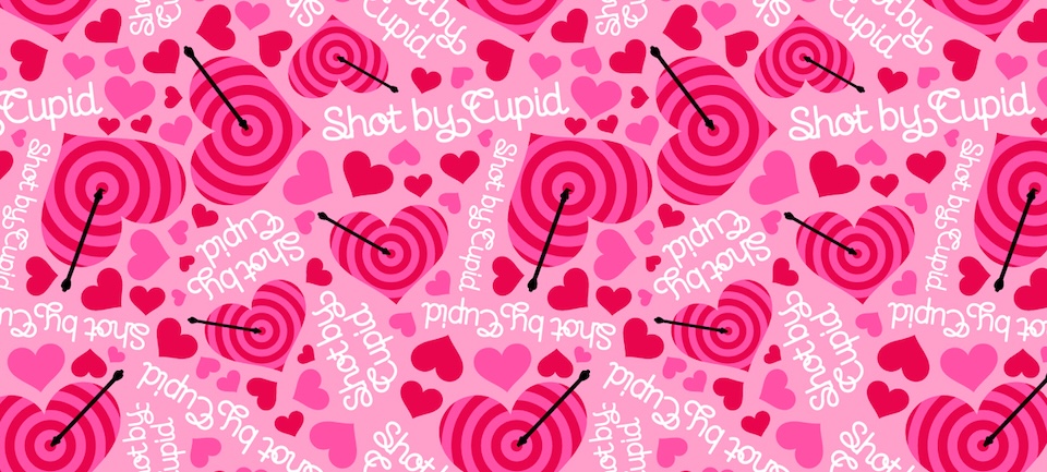 Delta Galil allover prints: shot by cupid, hearts, targets, arrows
