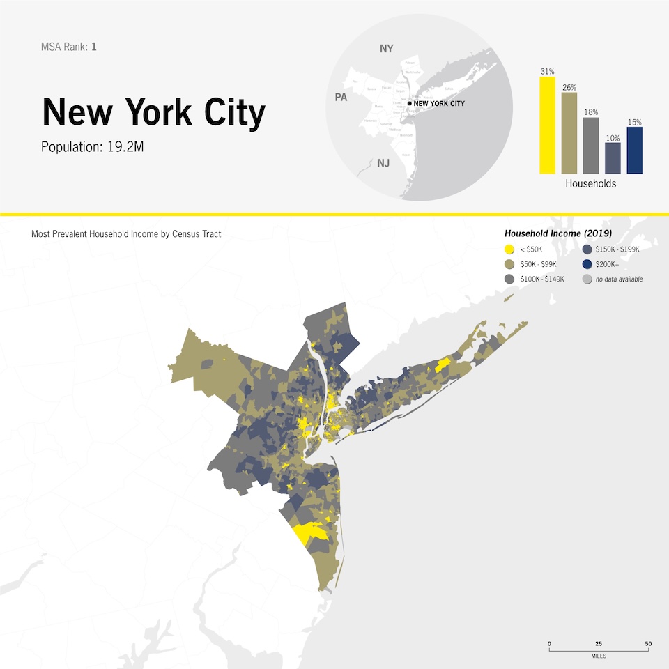 New York City / MSA rank 1 / income map