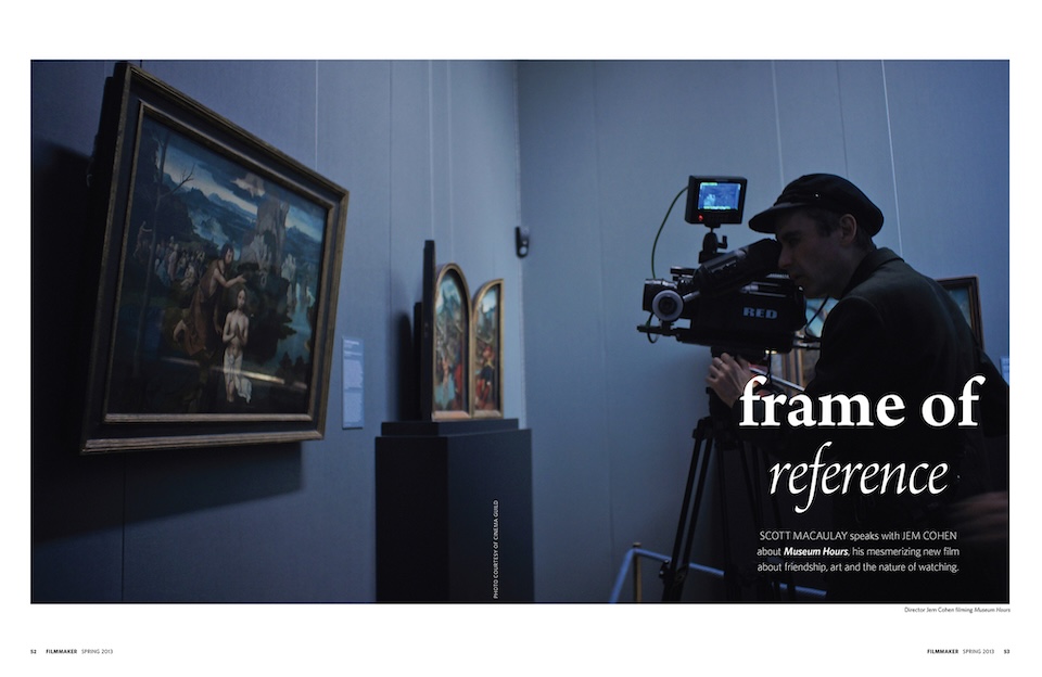 Filmmaker Magazine opening spread: Spring 2013 - Museum Hours