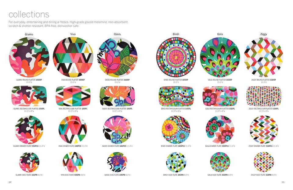 French Bull product catalog: cover: interior spread with patterned plate collections