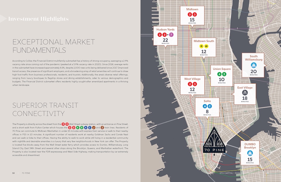 70 Pine St offering memorandum: transportation, map